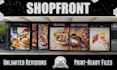 design stunning storefront, shopfront window graphic designs