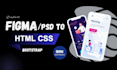convert figma to HTML and PSD to HTML with custom code and bootstrap responsive