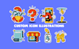 design custom icon illustrations for web, articles, apps