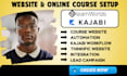 setup kajabi online course, website, thinkific, learnworld, mighty network podia