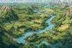 do line art fantasy map illustration