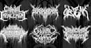 create death, black metal, grindcore, hardcore band logo