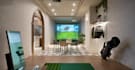 redesign 3d modern golf simulator space,golf bar,sport arena facility,cgi render