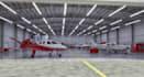 remodel aircraft hangar, airport layout rendering, site plan model, cgi aircraft