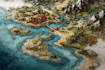 make fantasy map illustration for dnd, novels