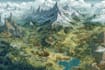 do cartoon fantasy map illustration, doodle hand drawn
