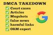 remove mugshots cases articles news delete negative link on google