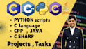 do cpp java python scripts c language tasks