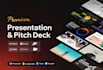 design powerpoint presentations, investor pitch decks, and google slides
