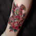 do premium trash polka design , sleeve tattoo