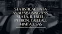 do statistical data analysis using spss,stata,r,excel,python,tableau,minitab,SAS
