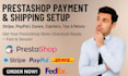 setup prestashop payment gateway and shipping configuration