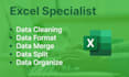 clean, merge, format, split excel data