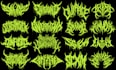 do a death metal logo design with texture and chrome effect