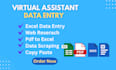 do excel data entry, copy paste, web research, typing and pdf convert excel