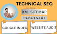 fix XML sitemap, robots txt, google index, website audit in 1 hrs