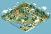 do custom map illustration, isometric map, site map design