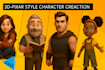 create a 3d pixar style character illustrations