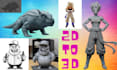 convert 2d to 3d printable model custom characters logo creatures figurine stl