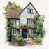 paint digital watercolour house illustration