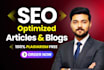 write engaging SEO articles and blog posts as your content writer