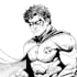 draw black and white comic superhero character line art