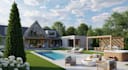 do landscape design, garden, terrace, patio, pool, deck, 3d backyard rendering