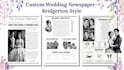 design a bridgerton style wedding newspaper