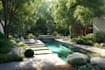 do modern landscape rendering, backyard, pool patio,