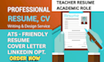 write a professional resume for teachers, educators, and academic staff