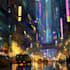 draw a cyberpunk futuristic city art