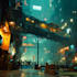 illustrate a cyberpunk futuristic city art