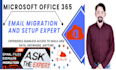 setup office 365 tenant, domain, sharepoint, email migration