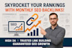 skyrocket ranking with monthly SEO backlinks high domain