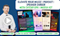 design music epk, speaker media kit with clickable buttons, one sheet, press kit
