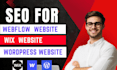do on page SEO, speed optimization for, webflow, wix, wordpress website