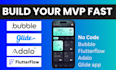 build no code bubble website, appsheet mobile app, adalo, flutterflow, glide app