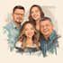 draw a minimalistic vector portrait for your family