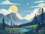make poster, vector art deco, landscape illustration