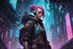 design cyberpunk and fantasy character splash art