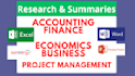 do economics, accounting, finance and project management tasks