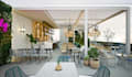 makeover 3d rooftop cafe,taproom,dining hall rendering,pizzeria layout,drinkery