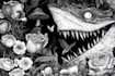 draw detailed black and white illustration