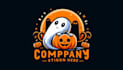 design cute ghost pumpkin halloween logo with creative concepts