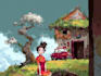 draw pixel art scene and background for your game