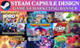 do steam capsule cover art game ui poster marketing logo banner character design