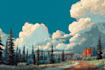 create a landscape and urban vector art illustration