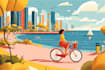 create flat landscape illustration of nature and background vector art