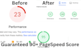 guarantee a 90 mobile score on pagespeed and fix core web vitals
