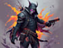 design cyberpunk and fantasy character splash art